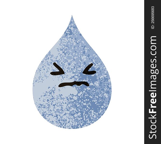 Quirky Retro Illustration Style Cartoon Emotional Rain Drop