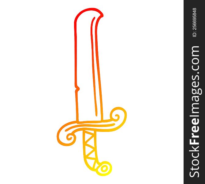 warm gradient line drawing of a cartoon ancient sword