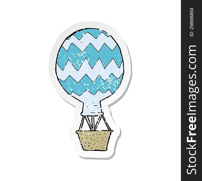 retro distressed sticker of a cartoon hot air balloon