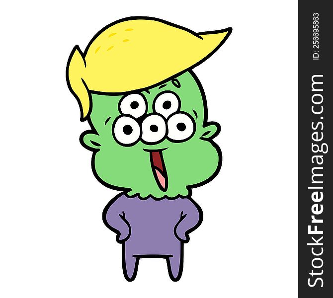 happy cartoon alien idiot. happy cartoon alien idiot