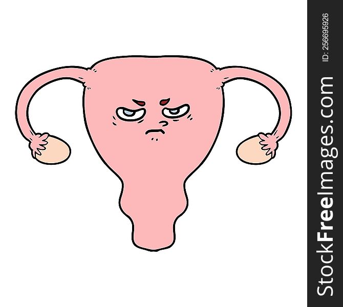 cartoon angry uterus. cartoon angry uterus