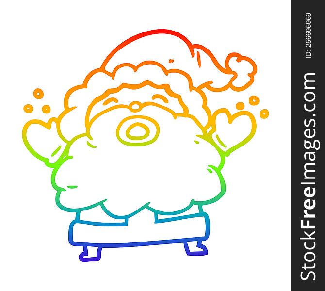 rainbow gradient line drawing of a santa claus shouting in frustration