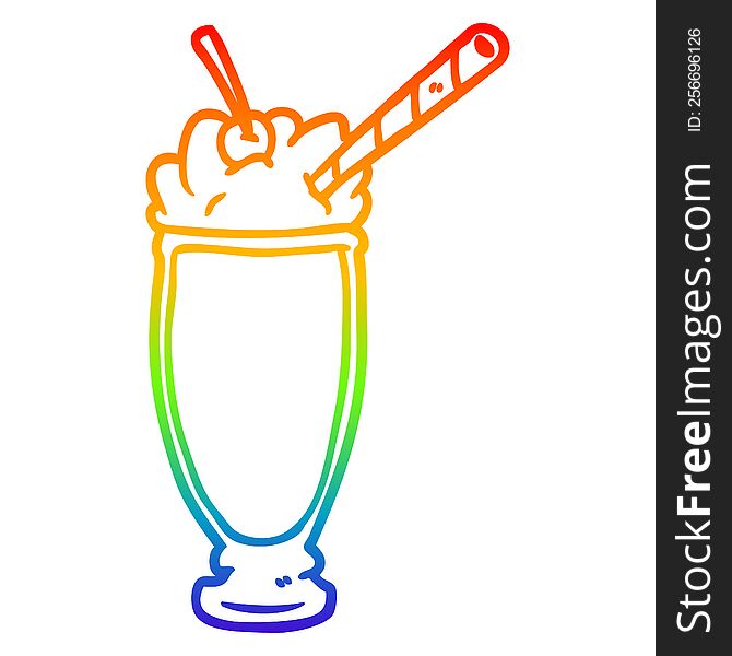 Rainbow Gradient Line Drawing Milkshake