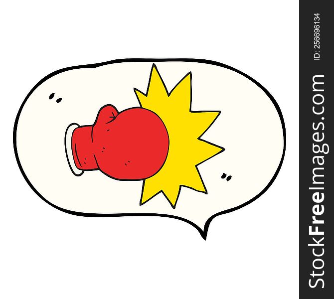 freehand drawn speech bubble cartoon boxing glove