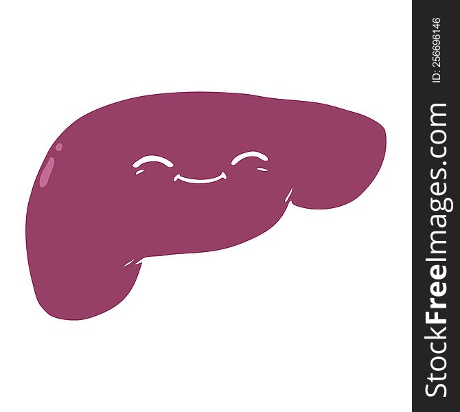 Flat Color Style Cartoon Liver