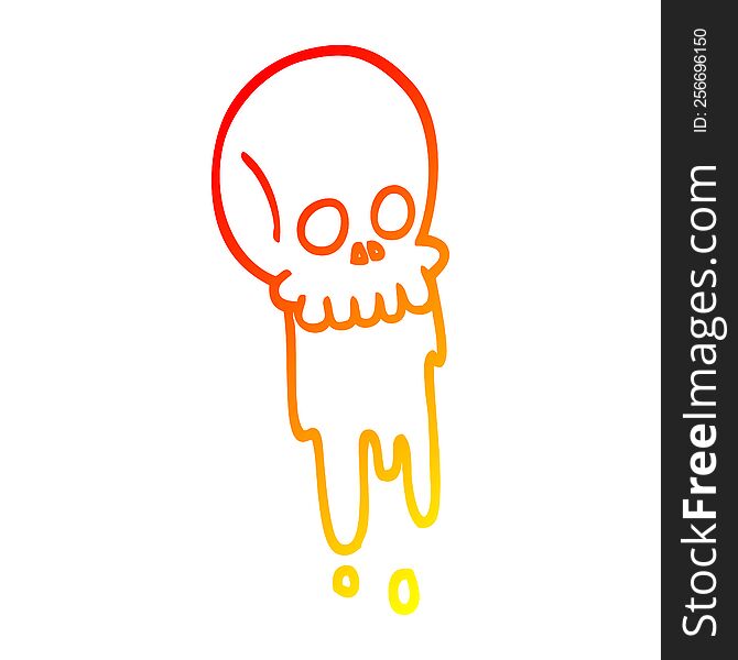 warm gradient line drawing cartoon blood dripping skull