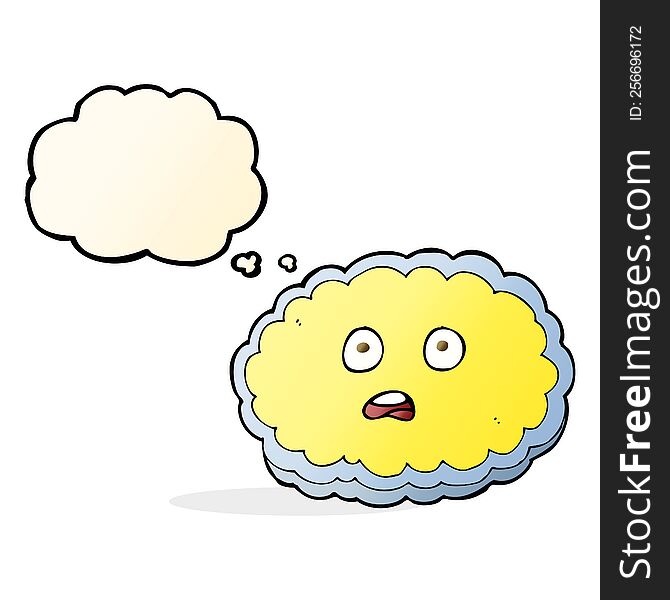 Shocked Cartoon Cloud Face With Thought Bubble