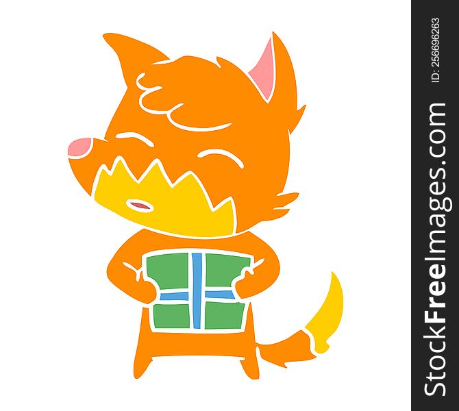Flat Color Style Cartoon Fox