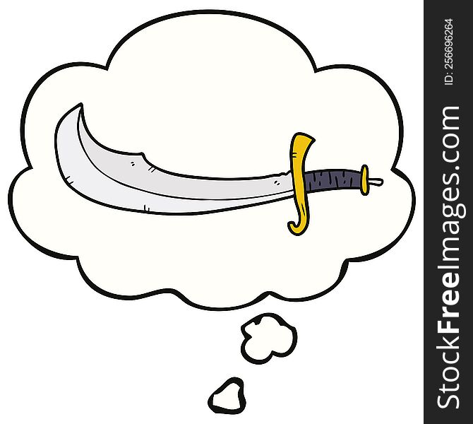 Cartoon Scimitar And Thought Bubble