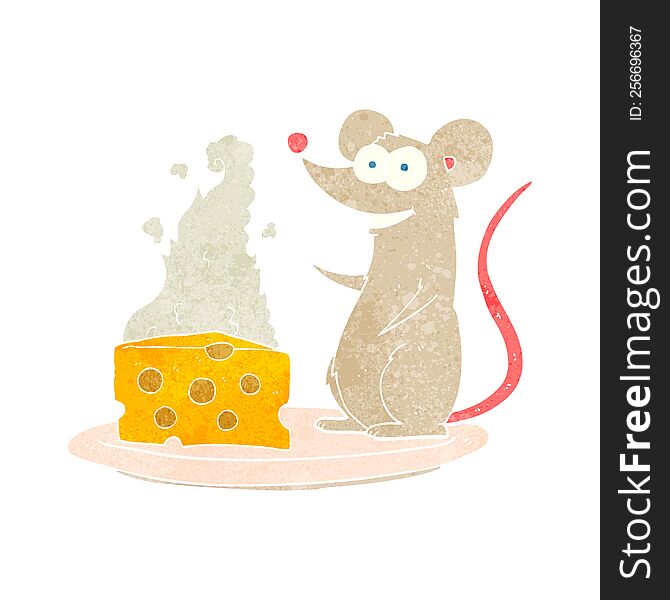 retro cartoon mouse with cheese