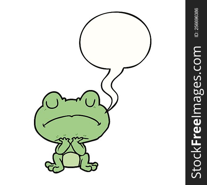 Cartoon Frog Waiting Patiently And Speech Bubble