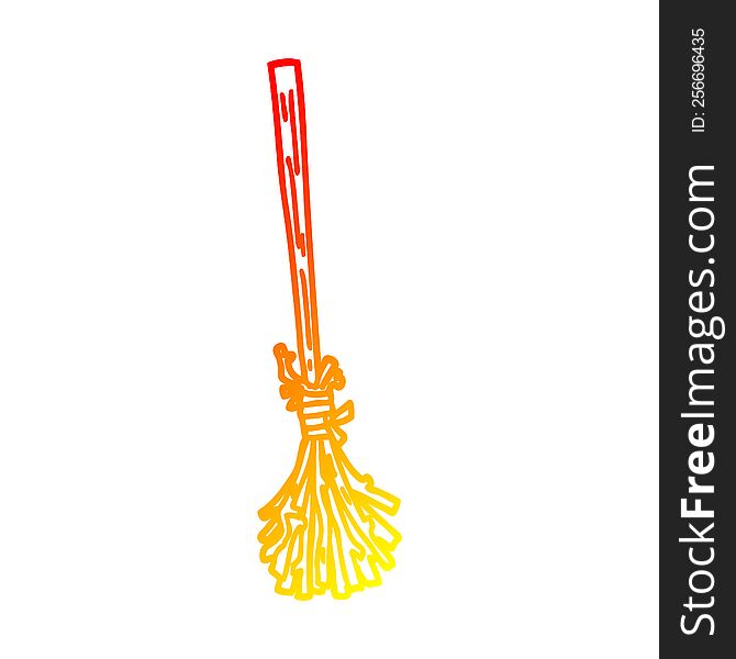 Warm Gradient Line Drawing Cartoon Magic Broom Sticks