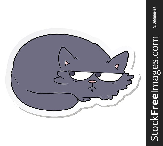 Sticker Of A Cartoon Suspicious Cat