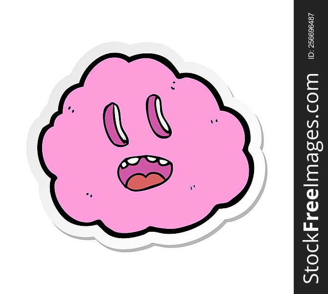 Sticker Of A Cartoon Spooky Cloud