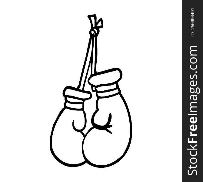 line drawing cartoon boxing gloves