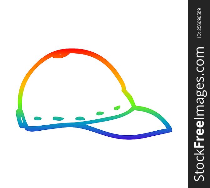 Rainbow Gradient Line Drawing Cartoon Baseball Cap