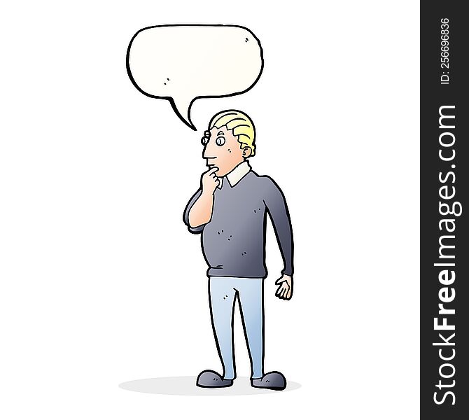 Catoon Curious Man With Speech Bubble