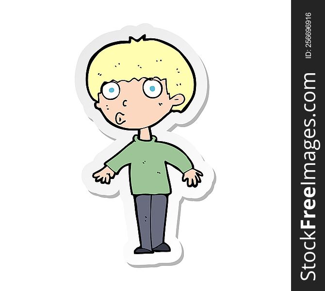 sticker of a cartoon surprised boy