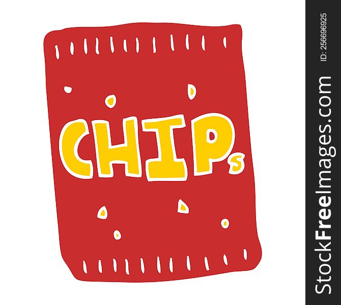 flat color style cartoon packet of chips