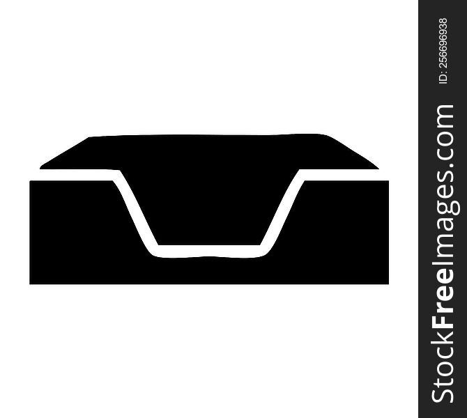 flat symbol of a empty in tray. flat symbol of a empty in tray