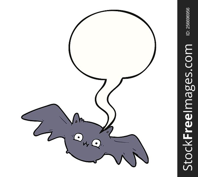 Cartoon Vampire Halloween Bat And Speech Bubble