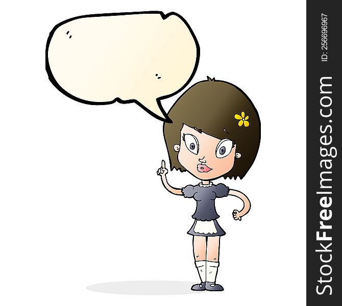 cartoon pretty maid with speech bubble