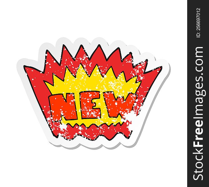 retro distressed sticker of a cartoon NEW symbol