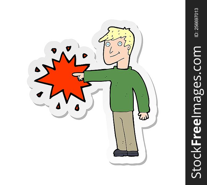 Sticker Of A Cartoon Pointing Man