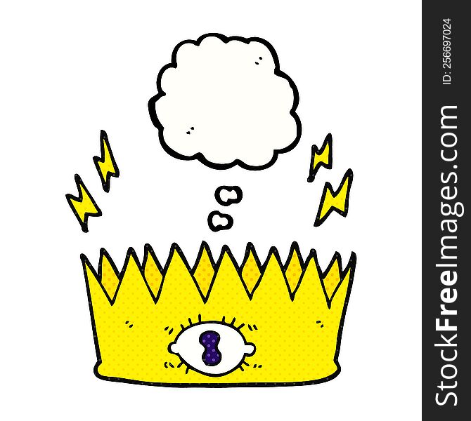 freehand drawn thought bubble cartoon magic crown