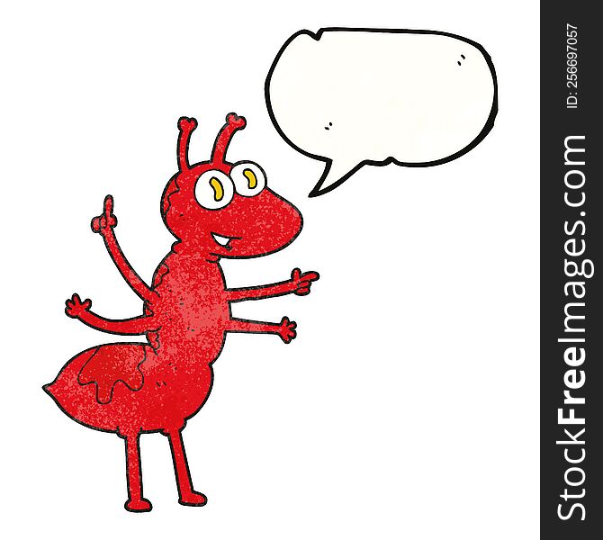 freehand speech bubble textured cartoon ant