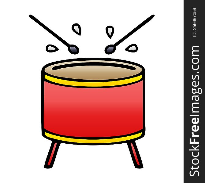 Gradient Shaded Cartoon Beating Drum