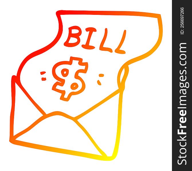 Warm Gradient Line Drawing Cartoon Debt Bill