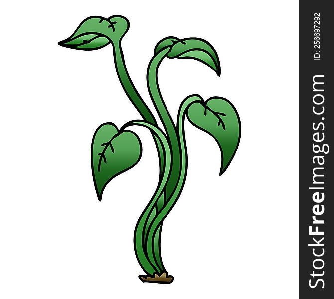 Quirky Gradient Shaded Cartoon Plant