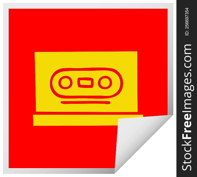Square Peeling Sticker Cartoon Retro Cassette