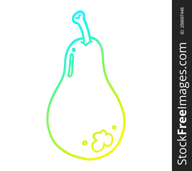 Cold Gradient Line Drawing Cartoon Pear