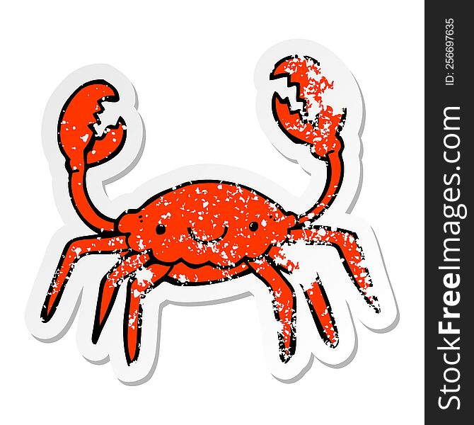 Distressed Sticker Of A Cartoon Crab