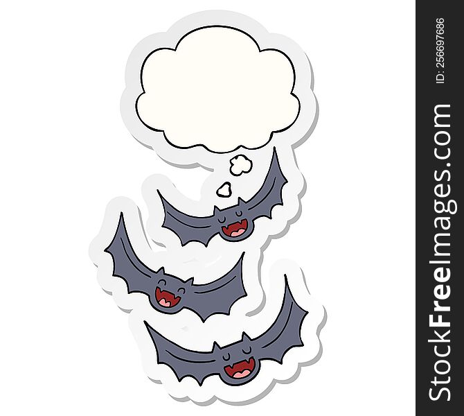 cartoon vampire bats with thought bubble as a printed sticker