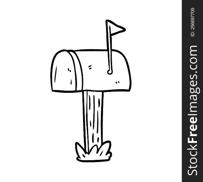 line drawing of a mailbox. line drawing of a mailbox