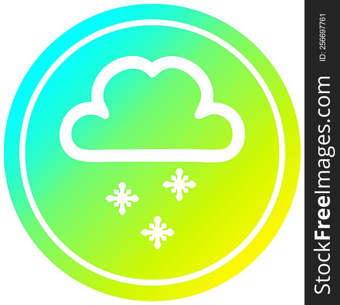 snow cloud circular icon with cool gradient finish. snow cloud circular icon with cool gradient finish