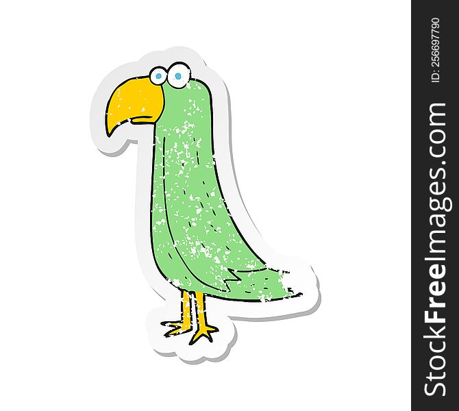 retro distressed sticker of a cartoon parrot