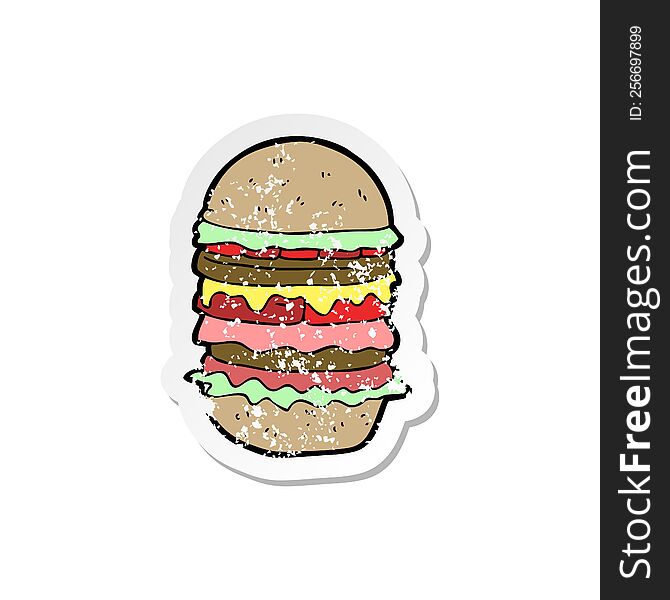 Retro Distressed Sticker Of A Cartoon Amazing Burger