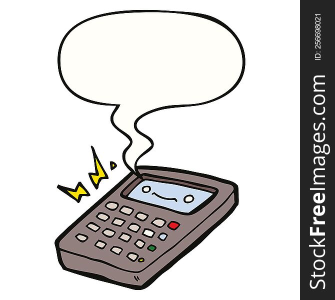 cartoon calculator with speech bubble. cartoon calculator with speech bubble