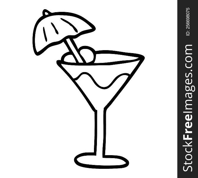 line drawing cartoon martini drink