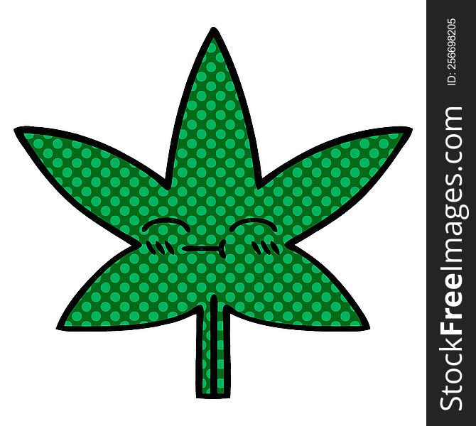comic book style cartoon of a marijuana leaf