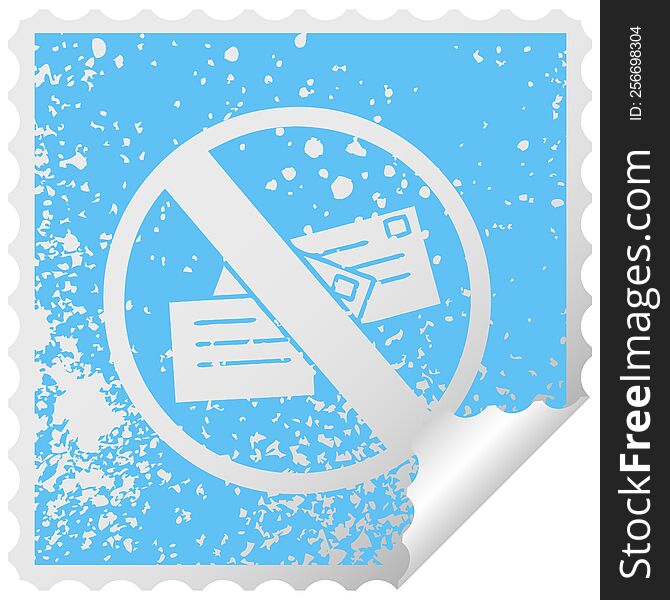 distressed square peeling sticker symbol of a no post sign