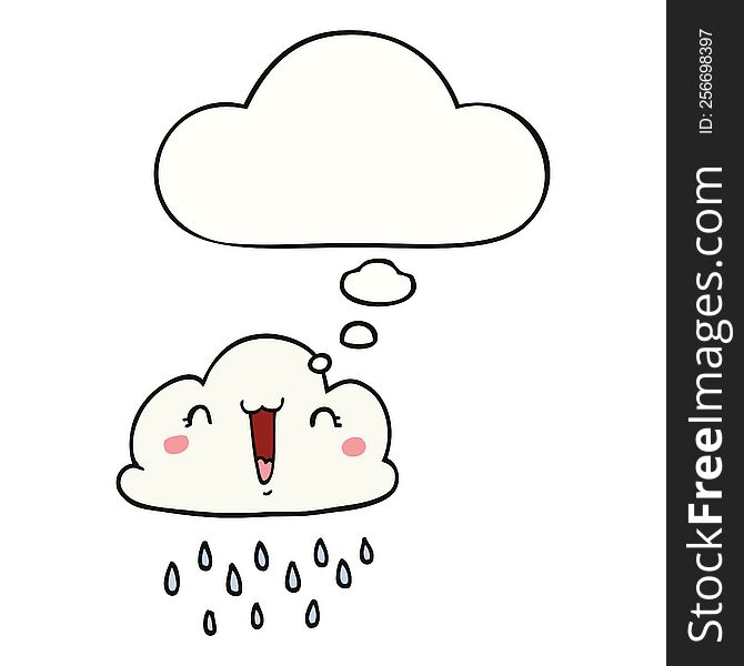 cartoon storm cloud with thought bubble. cartoon storm cloud with thought bubble