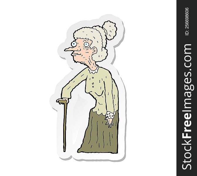 sticker of a cartoon old woman