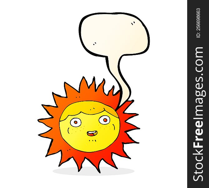 Sun Cartoon Character With Speech Bubble