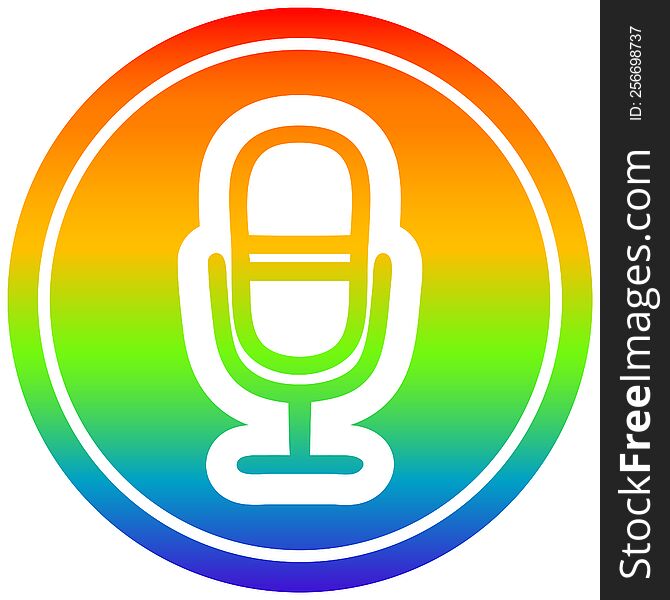 microphone recording circular icon with rainbow gradient finish. microphone recording circular icon with rainbow gradient finish