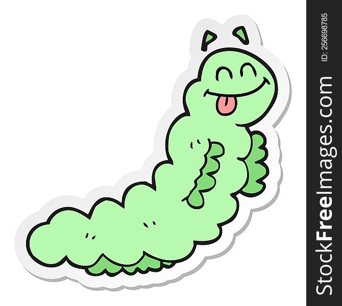sticker of a cartoon caterpillar